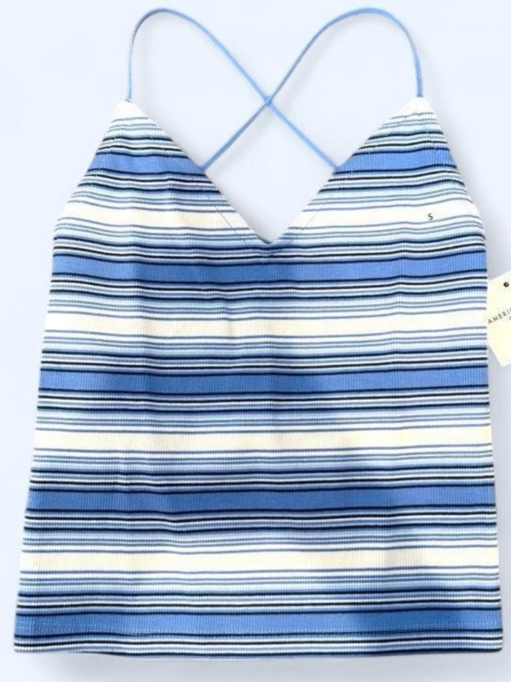 American Eagle Blue Striped Cami Tank Top
